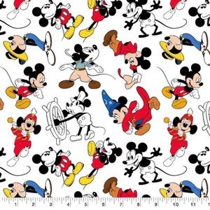 Disney Mickey Mouse ~ 1 Yard Cotton Fabric ~ Through the Years ~